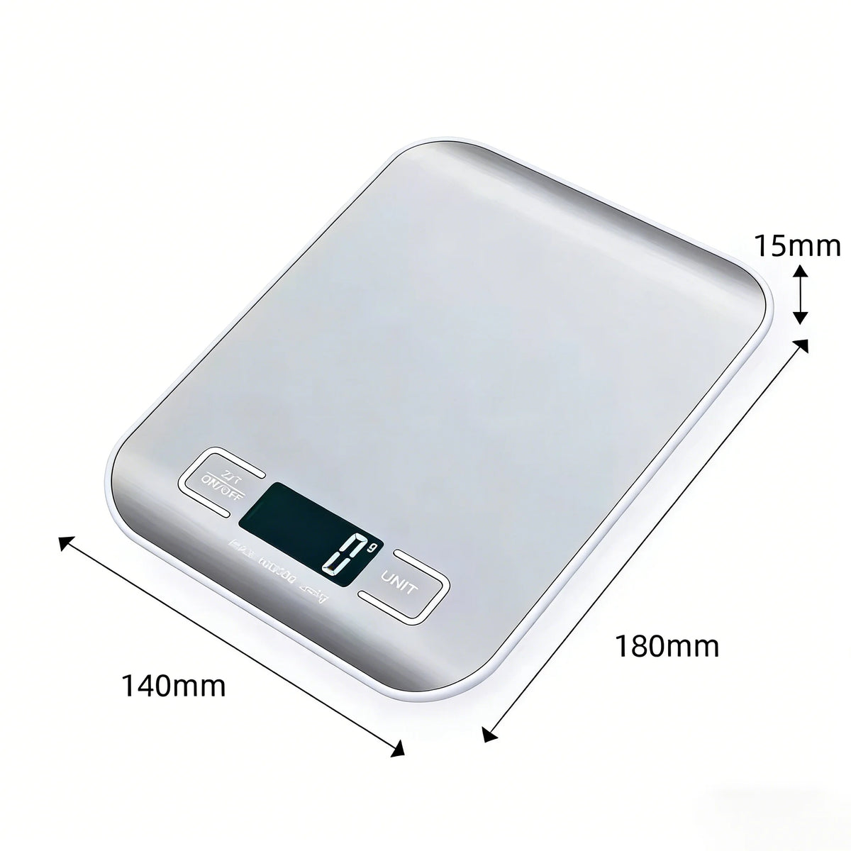 Digital Kitchen Scale 10/5kg-1g LED Display Stainless Steel Panel Elec ...